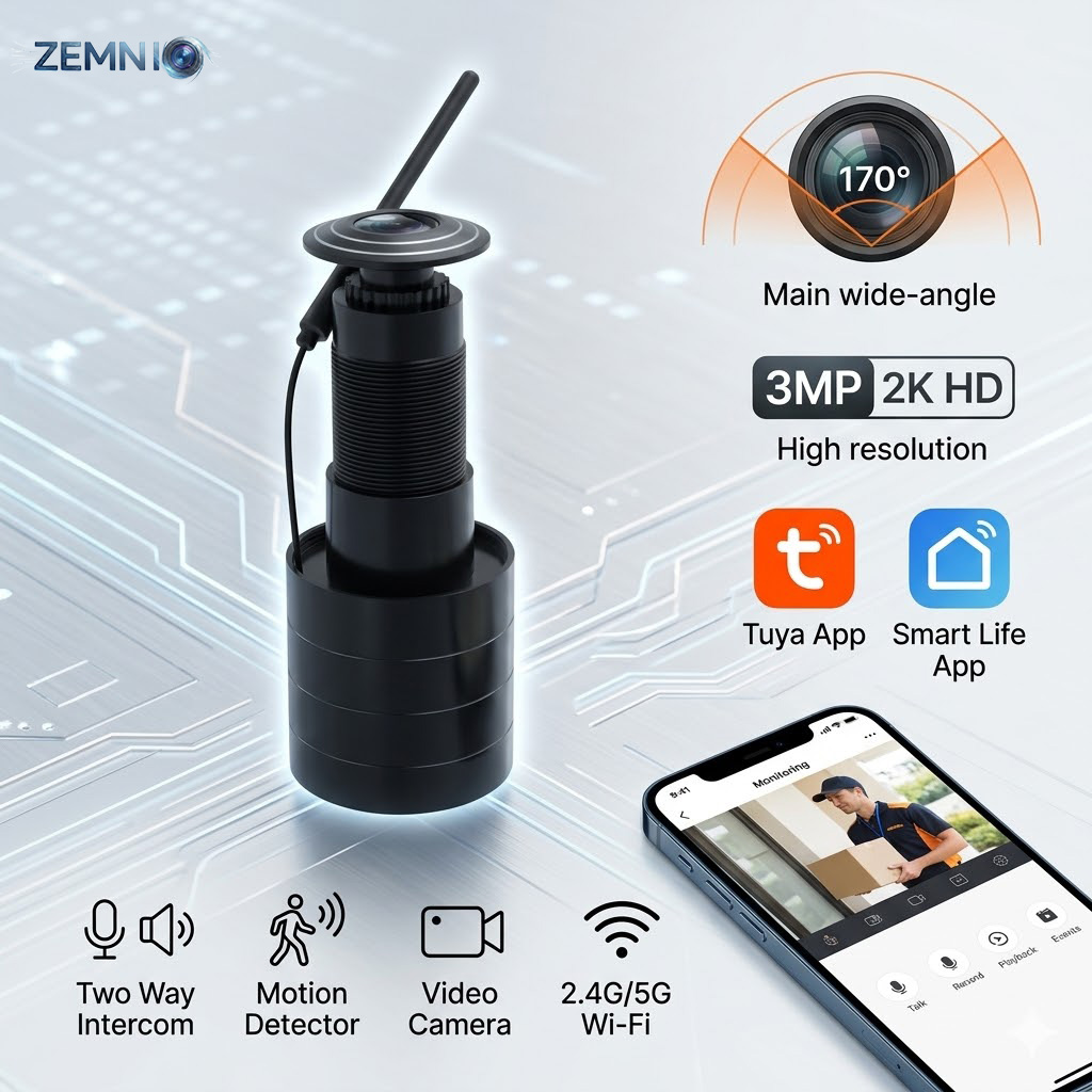 Smart Doorbell Wired - Kamera Lubang Pintu Pintar ZEMNIO 2K