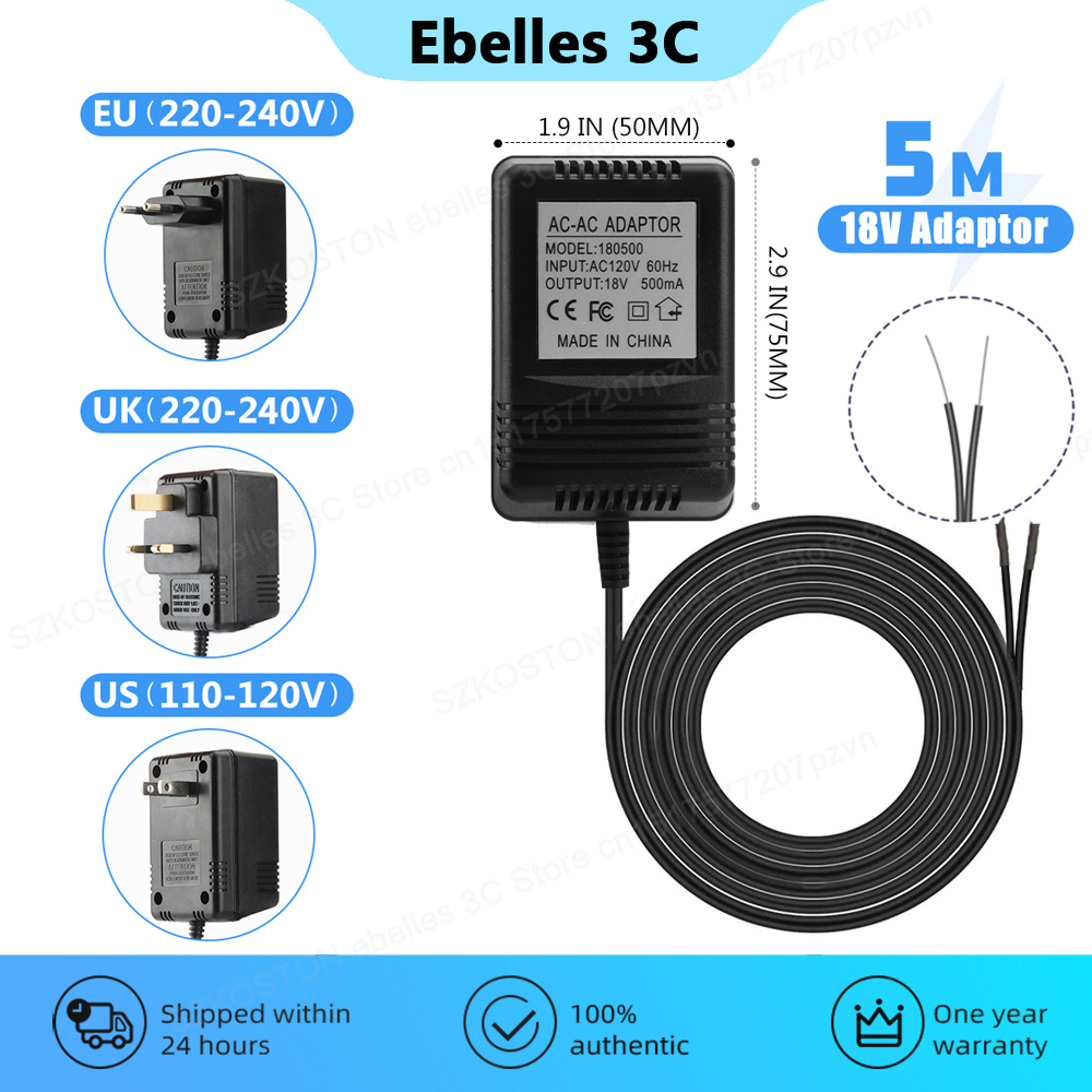 Smart Doorbell Wired - Pengisi Daya Transformer AC 18V untuk