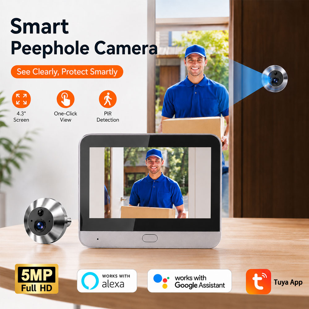Tuya Smart 5MP 140° °   Sudut  - Smart Doorbell Wired ulasan dan harga